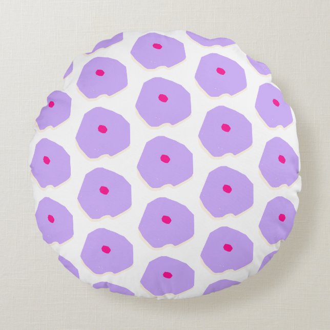 Modern lilac flowers illustration Round Pillow (Front)
