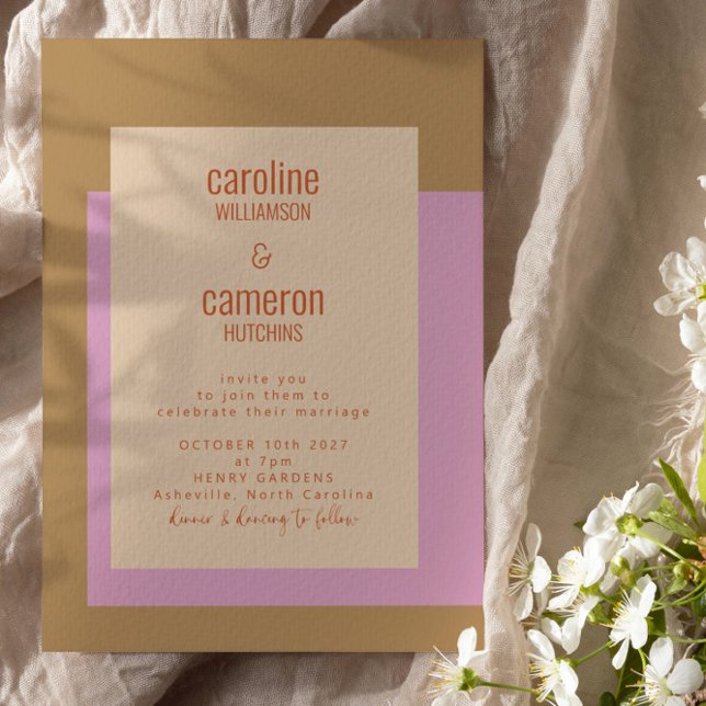 Modern Lilac Gold Terracotta Geometric Wedding Invitation (Creator Uploaded)