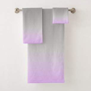 modern lilac grey ombré bath towel set
