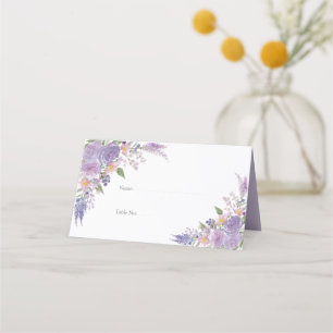 Modern Lilac Lavender Mauve Script Floral Wedding Place Card