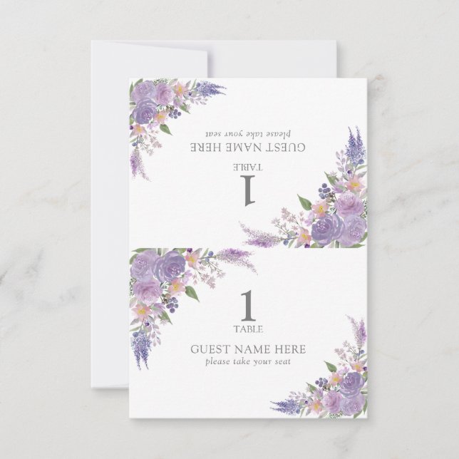Modern Lilac Lavender Mauve Wedding Place Card (Front)
