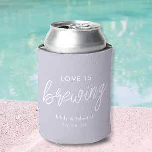 Modern Lilac Love is Brewing Wedding Favour Can Cooler