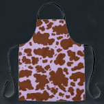 Modern Lilac Purple and Brown Cow Skin Print Apron<br><div class="desc">Modern,  trendy cow skin animal print in pastel purple,  lavender,  lilac colours. Stylish cowboy cow print for a modern cowgirl.</div>