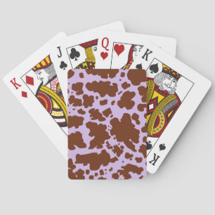 Modern Lilac Purple and Brown Cow Skin Print Playing Cards