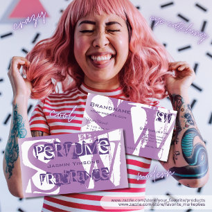 Modern Lilac Purple and White Chic with Initials Business Card