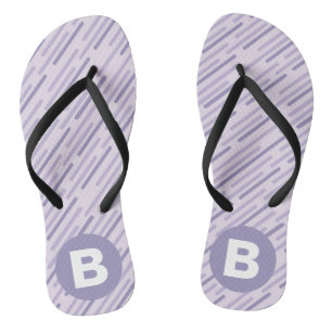 Modern Lilac Purple Diagonal Stripes Monogram Jandals
