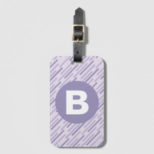 Modern Lilac Purple Diagonal Stripes Monogram Luggage Tag