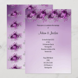 Modern Lilac Purple floral ELEGANT WEDDING Invitation