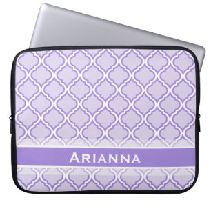 Modern Lilac Purple Moroccan Trellis Laptop Sleeve