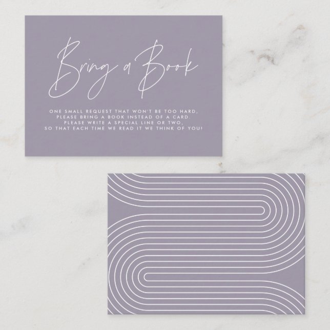 Modern lilac purple oh baby shower bring a book  card (Front/Back)