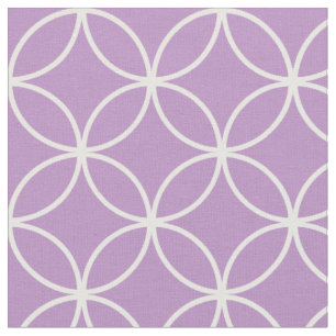 Modern Lilac Purple White Circle Diamond Pattern Fabric