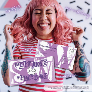 Modern Lilac Purple White with Logo and Monogram Business Card