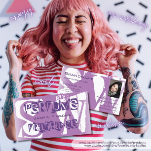 Modern Lilac Purple White with Photo and Monogram Business Card