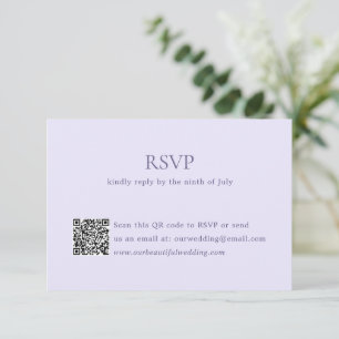 Modern Lilac QR Code Elegant Wedding RSVP Card
