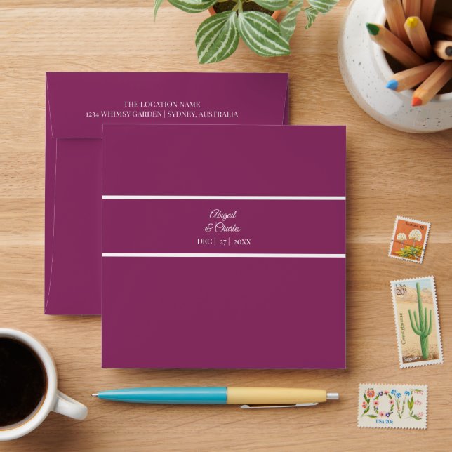 Modern Lilac wedding invitation Envelope (Desk)