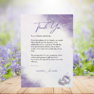 Modern Lillac Wedding  thankyou card