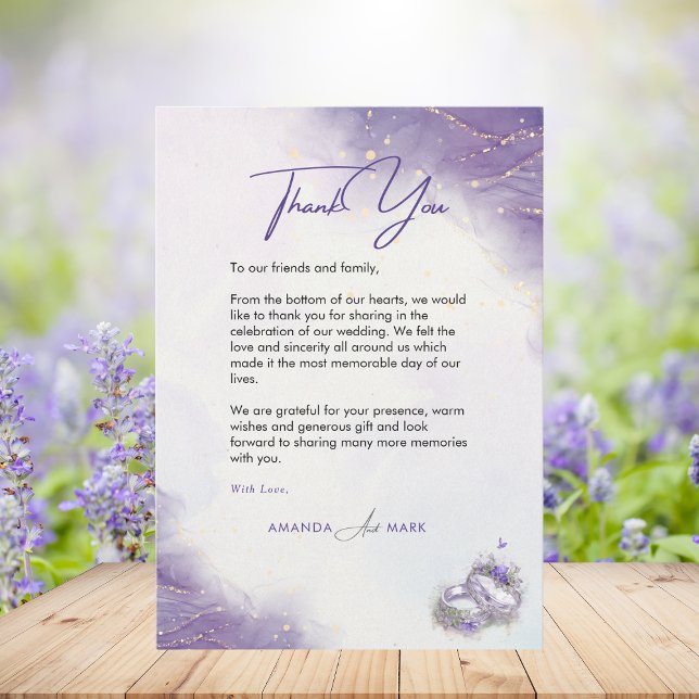Modern Lillac Wedding  thankyou card (Creator Uploaded)