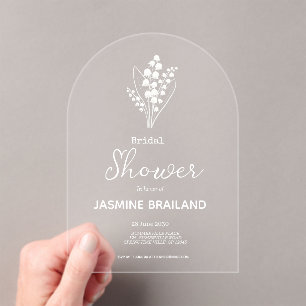 Modern Lily Of The Valley Bouquet Bridal Shower   Acrylic Invitations