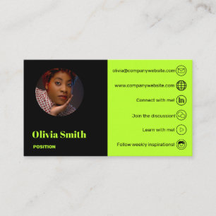 Modern Lime & Black Entrepreneur Biz Card