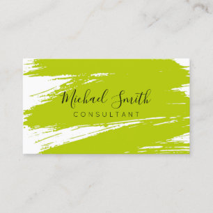 Modern Lime Brush Stroke Paint Business Card