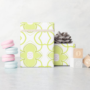 Modern Lime Green And White Artsy Wrapping Paper