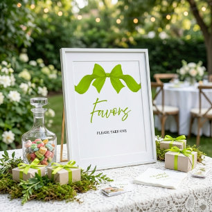 Modern Lime Green Bow Favors Bridal Shower Sign