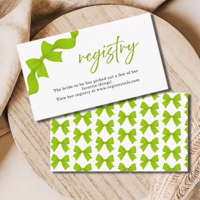 Modern Lime Green Coquette Bow Registry Enclosure Card (Creator Uploaded)