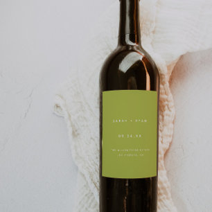 Modern Lime Green Custom Names Wedding Wine Label