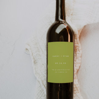 Modern Lime Green Custom Names Wedding Wine Label