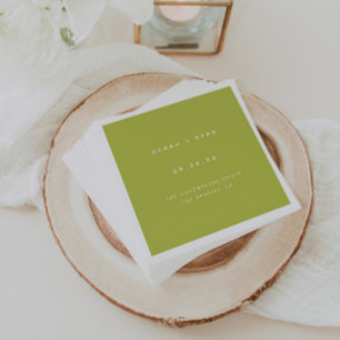 Modern Lime Green Custom Wedding Names Napkin