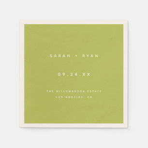 Modern Lime Green Custom Wedding Names Napkin