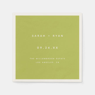 Modern Lime Green Custom Wedding Names Napkin