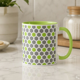 Modern Lime Green Grey Geometric Pattern Mug