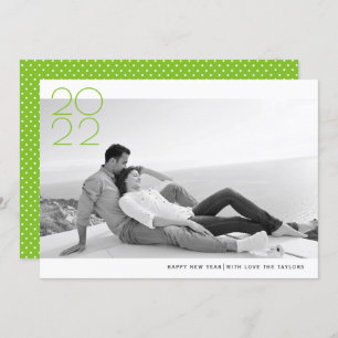 Modern lime green Happy New Year 2022 photo Holiday Card
