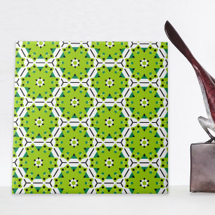 Modern Lime Green Hexagon Geometric Pattern Tile