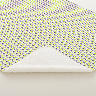 Modern Lime Green Purple Geometric Pattern Sherpa Blanket