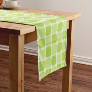 Modern Lime green round squares pattern Short Table Runner
