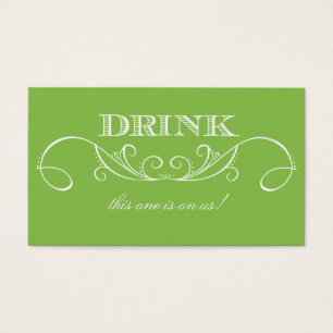 Modern Lime Green Swirl Wedding Drink Ticket