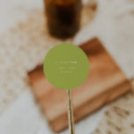 Modern Lime Green "Thank You" Custom Wedding Classic Round Sticker<br><div class="desc">Modern Lime Green "Thank You" Custom Wedding Classic Round Sticker. Personalize this minimalistic bright green and white wedding sticker with bride and groom names,  and your wedding date.</div>
