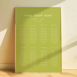 Modern Lime Green Wedding 8-Table Seating Chart