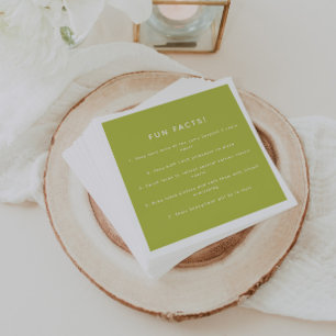 Modern Lime Green Wedding Custom Fun Facts Napkin