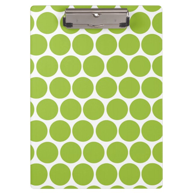 MODERN LIME GREEN, WHITE POLKA DOTS CLIPBOARD (Front)