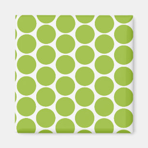 MODERN LIME GREEN, WHITE POLKA DOTS MAGNET