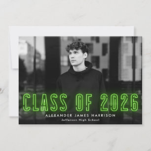 Modern Lime Neon Class of 2023 Photo Graduation Announcement