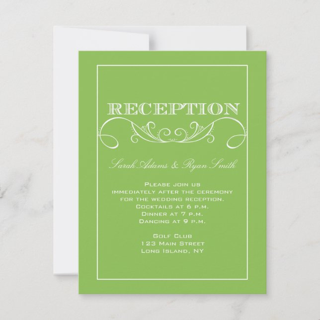 Modern Lime Swirl Wedding Reception Invitation (Front)