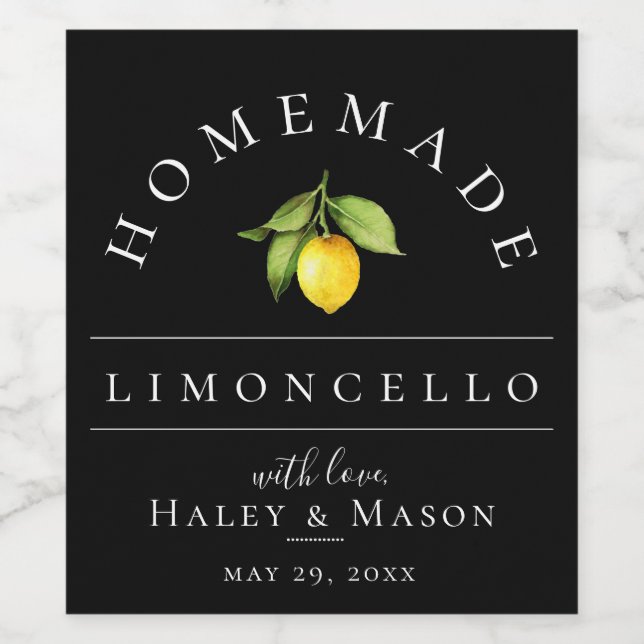 Modern Limoncello Black Beverage Label (Single Label)