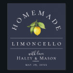 Modern Limoncello Blue Beverage Label<br><div class="desc">Pretty watercolor lemon and leaves,  limoncello beverage label. Designed to match our Citrus Orchard Collection. Background colour,  shown in navy blue,  can be customised.</div>
