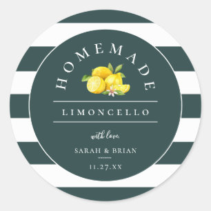 Modern Limoncello Muted Emerald Green Stripe Classic Round Sticker