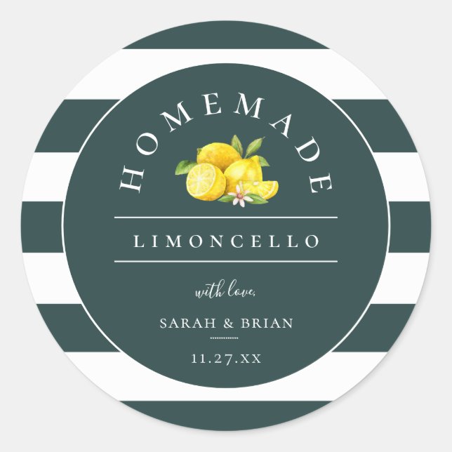 Modern Limoncello Muted Emerald Green Stripe Classic Round Sticker (Front)