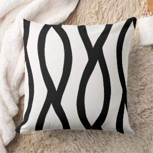 modern line art black and white pattern cushion